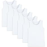 Hercugifts 6 Pack Boys Tank Tops Cotton Undershirts Kids Sleeveless Crew Neck Tank Tops for Toddlers Youth(Age 2-16)