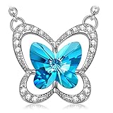 LadyColour Blue Butterfly Pendant Necklace, Swarovski Crystals Jewelry for Women Gifts for Women, Necklaces for Girls, Anniversary Gifts Birthday Gifts for Her Graduation Gifts for Girls Sister Friend