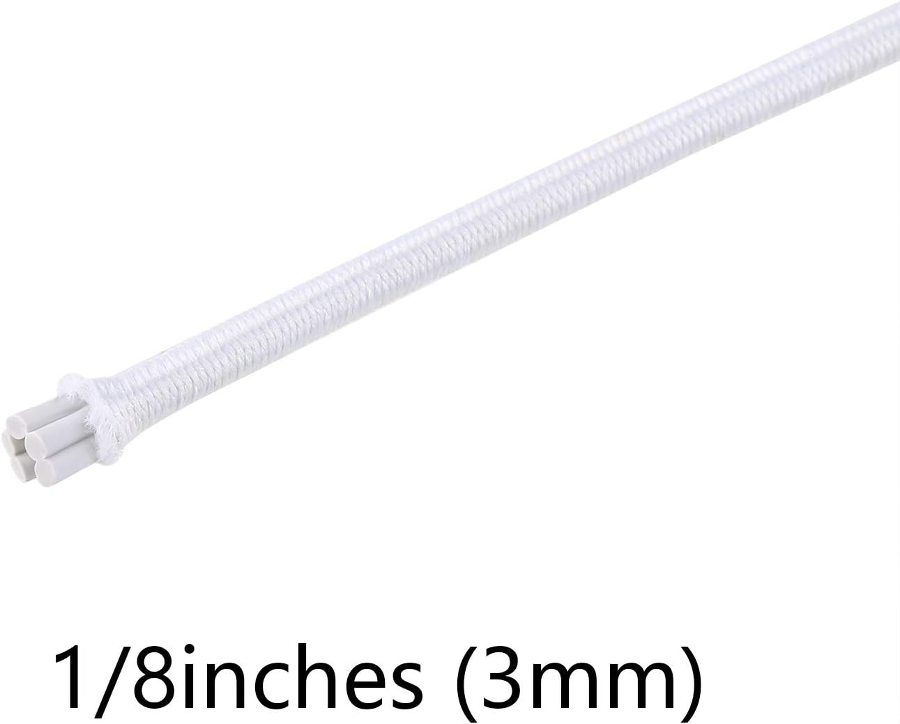 Aodaer Bungee Shock Cords Elastic Band Nylon Cords Heavy Stretchy String Rope for Marine Kayak, Tie Down, Trailer Strap or DIY Applications (1/8 inch x 12 feet, white) - - 