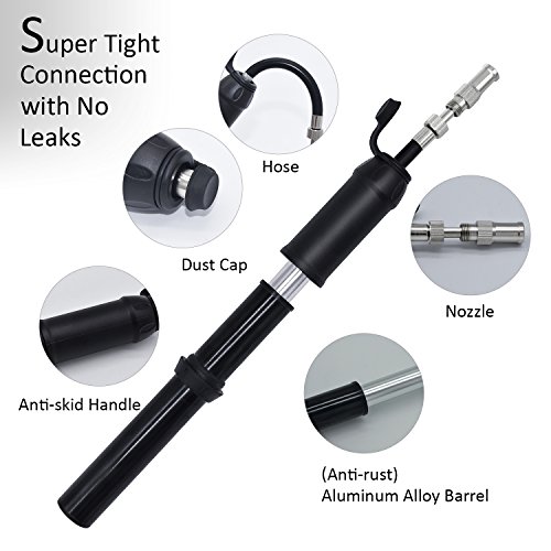 Haoguo Mini Bike Pump Fits Schrader and Presta Bike Pump Valve, High Pressure 160 Psi, Bicycle Tire Pump for BMX, Road and Mountain Bikes, Included Frame Mount, Ball Needle Valve