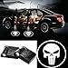 2pcs Wireless Universal Car Projection LED Projector Door Shadow Logo Light Welcome Lamps Courtesy Lights Kit Magnet Sensor White Skull