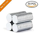 Refrigerator Magnets,50PCS Premium Brushed Nickel Fridge Magnets,Round Magnets,Office Magnets by A AULife - 10 X 2 mm