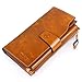 Yafeige Women's Large Capacity Oil wax cowhide Leather Purse Genuine Leather Wallet With Zipper Pocket(Yellowish Brown)