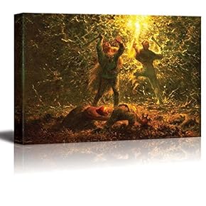 Hunting Birds at Night by Jean-Francois Millet - Canvas Print Wall Art Famous Painting Reproduction - 12" x 18"