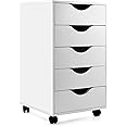 EDGEWOOD 5 Drawer Vertical File Cabinet Filing Storage Wood Organizer Dresser Chest Under Desk, 16" D x 16" W x 26" H, White