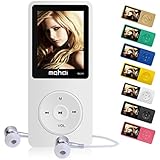 MYMAHDI 16GB MP3 Music Player 1.8 inch Screen 70h Lossless Sound, Support up to 128GB Micro SD Card White