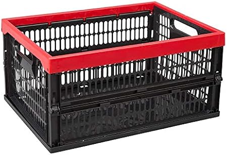Allibert 229890 – Caja Plegable, plástico, Negro/Rojo, 47,5 x 35 x 5,6