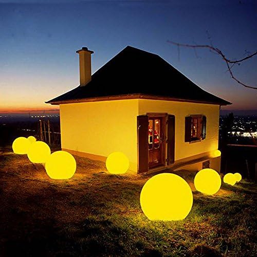 CoolQing Waterproof RGBW Globe Lamp Color Changing Rechargeable LED Ball Lights 9.8'' Dimmable Child Mood Light with Remote Control &amp; AC Adapter-Indoor&amp;Outdoor Garden Pond Party US Plug (9.8''/25cm)