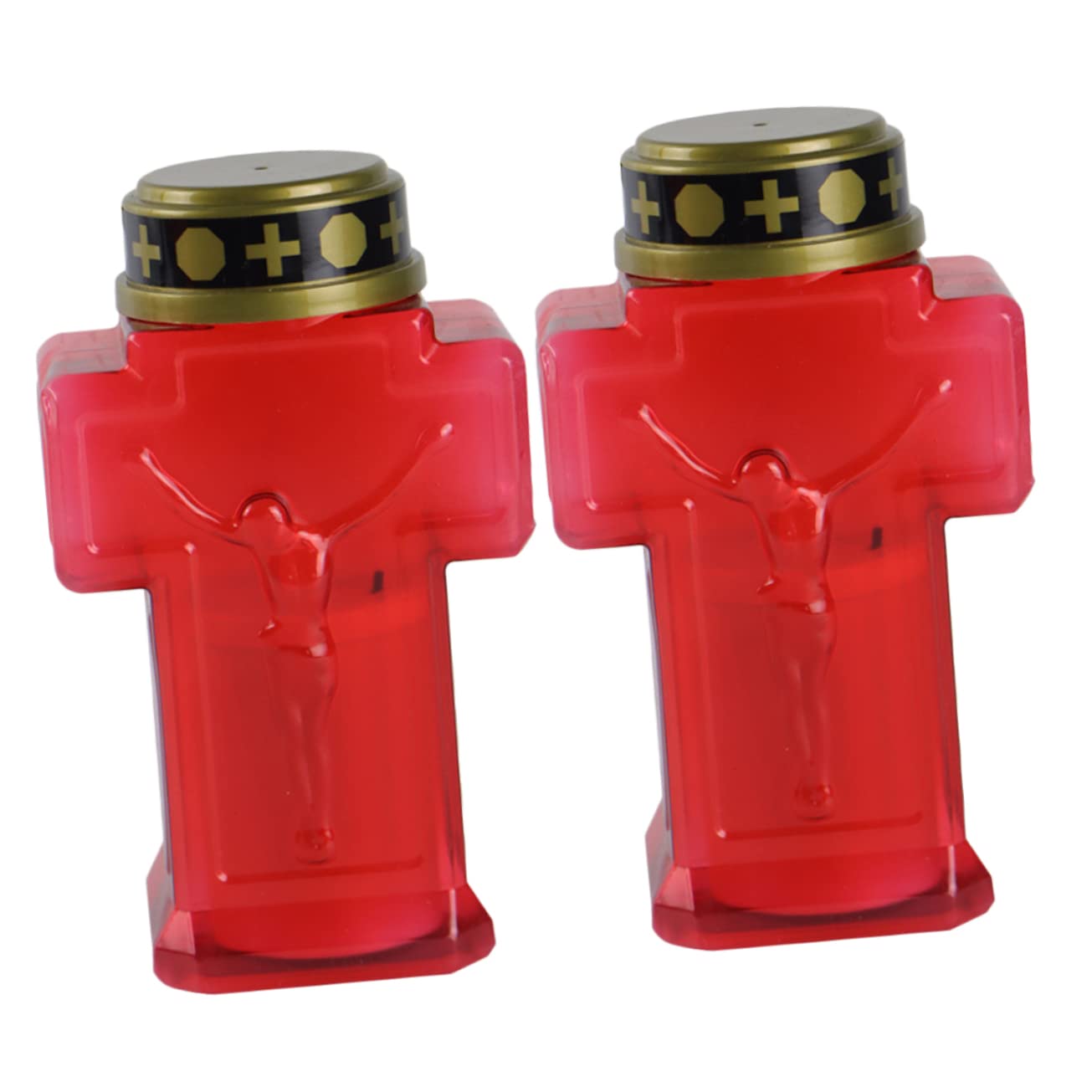 Yardwe 2pcs LED Bulb Red Ornament LED Decor Cross Candle Lights Flameless Candles Light Flickering LED Candle Religious Candles Flameless Candles Decor Candle Light Reusable Light Bulb