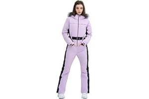 HIGH EXPERIENCE Women Ski Suit One Piece Snow Jumpsuit Snow Stretchy Outfit Snowboard Onesie Insulated Waterproof Winter Warm