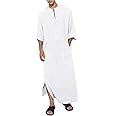 YAOHUOLE Kaftan for Men Button down Men Kaftan with Pocket Islamic Thobe for Men