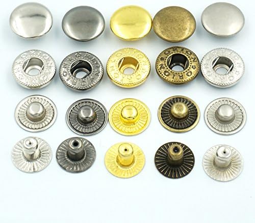 Bluemoona 50 Sets - 15mm 5/8" Metal Snap Fastener Leather Rapid Rivet Button Sewing (Mixed)