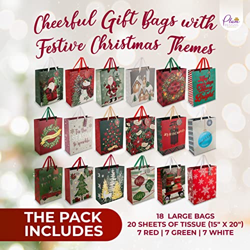Bulk Christmas Gift Bags Large -18 Creative Elegant Designs- Large