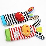 ULAKY Wrist & foot Rattles Band Sock For infant Baby Finder Animal Developmental Toys