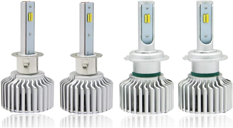 Globled 2xH1+H7 400W 40000LM LED Headlights Dual Colors Bulbs with Canbus Beams 6000k White/3000k Yellow Turbo Lamp (HG-D1-H1+H7)