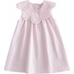 kavrozee Toddler Baby Casual Cotton Dress Smocked Flower Collar with Short Sleeve Dresses