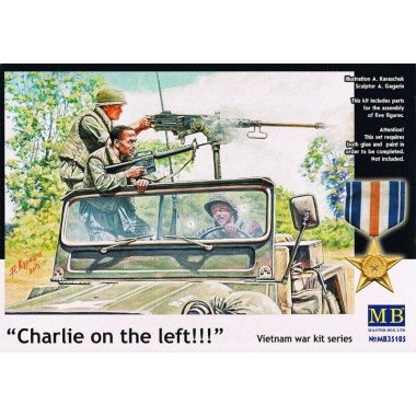 Master Box Models 1/35 "Charlie on The Left" Crew of 3 U.S. Jeep and Two Viet Cong Fighters, 5 Figures Set