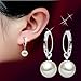 Jiaying-US 1 pair Freshwater Pearl Ear Stud- Fashion Top Lady Silver Plated Dangle Earrings