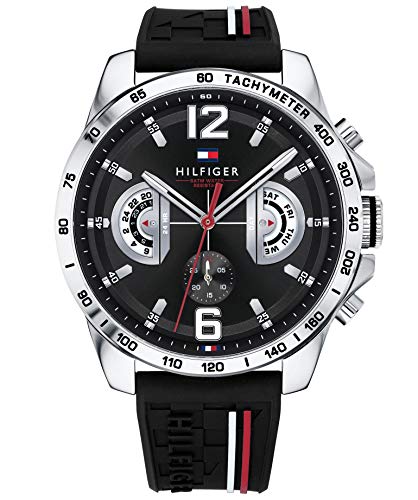 Tommy Hilfiger Mens Decker Black Dial Black Rubber Strap 1791473