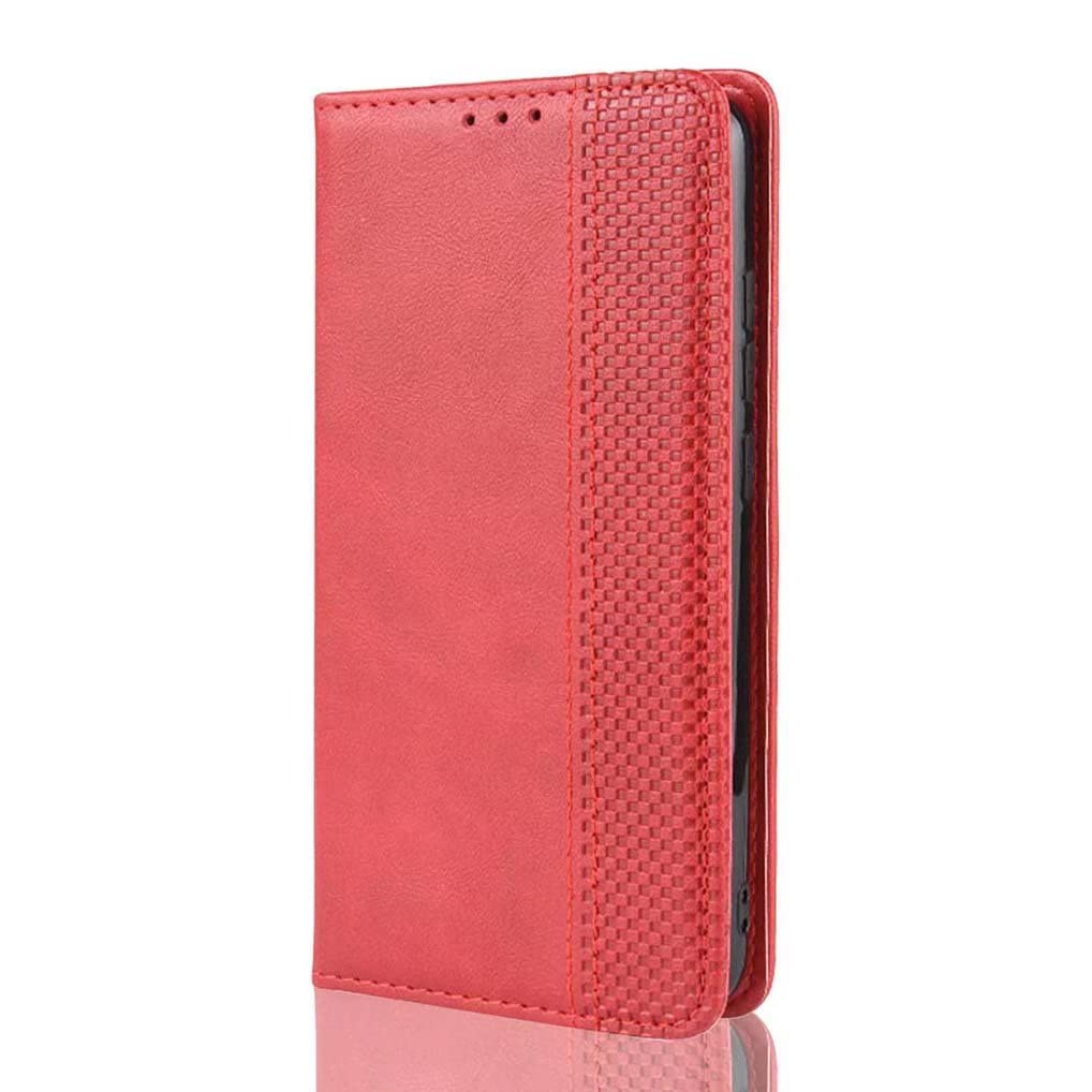 SEAHAI Leather Folio Case for OnePlus Nord 4 5G, Premium PU Wallet Cover with Credit Card Pocket/Cash Slots/Support Kickstand, Flip Magnetic Automatic Adsorption Shell - Red