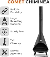 Tower Comet Chiminea Black Steel Patio Heater with Sturdy Feet view 2