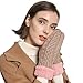 ZORJAR Cable Stripe Thick Plush Knit Winter Warm Mitten Hand Warmer(Light Blush)