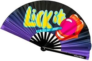 KANDIES WORLD INC Kandies World UV Reactive Custom Festival Folding Hand Fan - Unique Designs, Made of Bamboo, Clacking Sound, Lightweight - Perfect Rave and Festival Accessory!