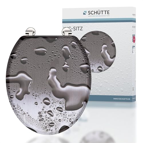 SCHUETTE 80023 Holzkern GREY STEEL seat, toilet seat is suitable for all standard toilet bowls, maximum load of the toilet seat 175 kg, steel grey motif