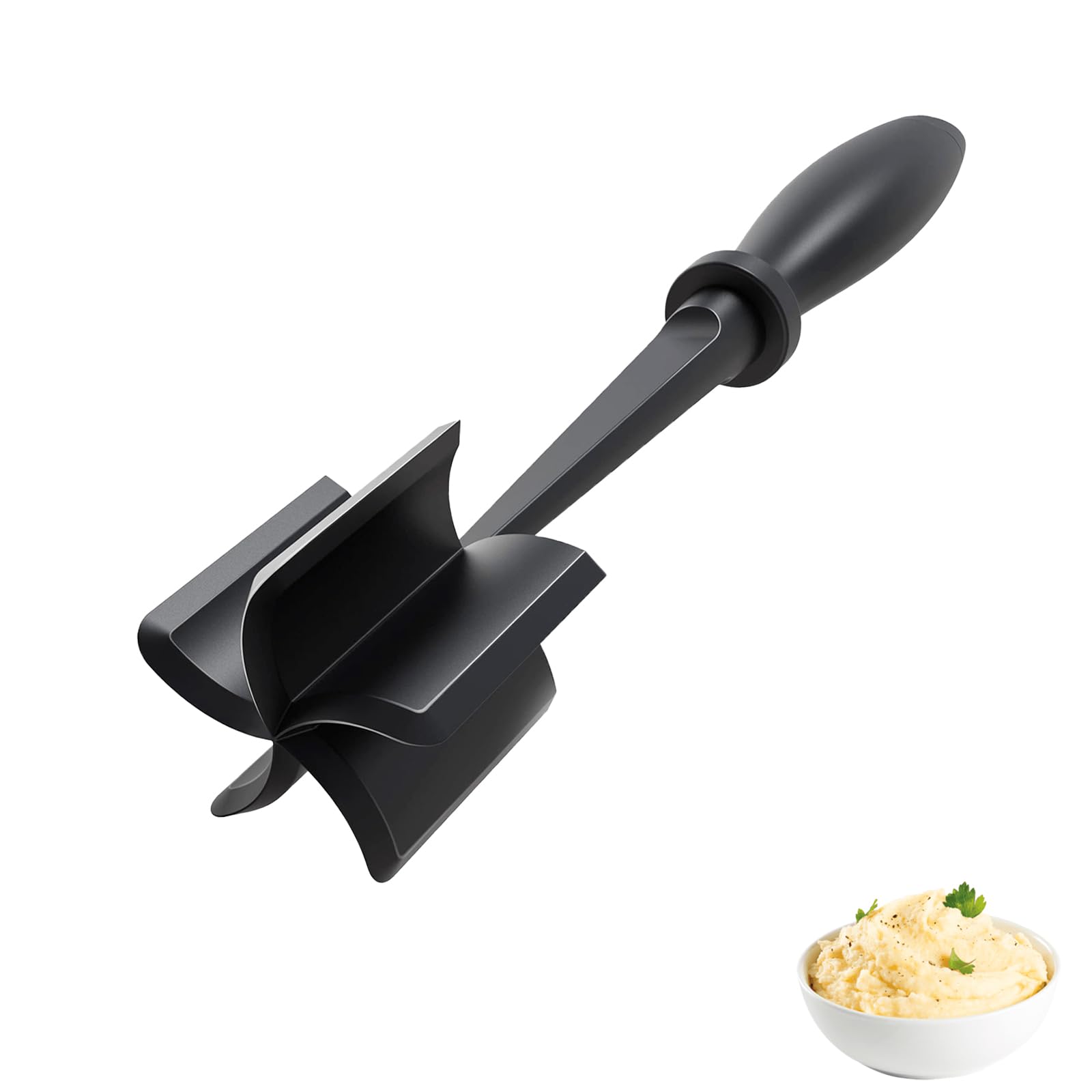 Meat Masher, Meat Chopper, Mince Masher, Potato Masher, Versatile Ground Beef Masher with 5-Blade Head,Non Stick Multifunctional Heat Resistant Masher and Mix for Hamburger Meat, Beef, Turkey, Fruit