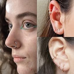 20G 18G 16G Titanium Nose Ring Hoop, Cartilage Hoop