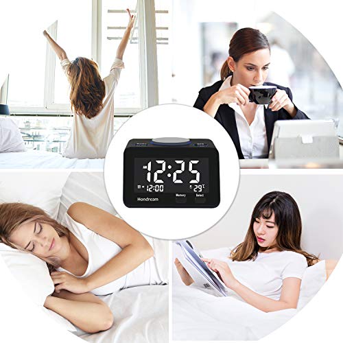Digital Alarm Clock with Dual USB Charger, Easy Snooze, FM Radio, Large