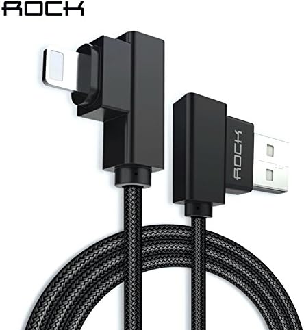 Rock Dual End L Bend Nylon Braided 2.1 A Current Fast Charge for iPhone 6 and Above