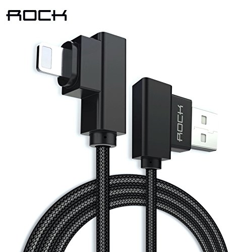 Rock Dual End L Bend Nylon Braided 2.1 A Current Fast Charge for iPhone 6 and Above