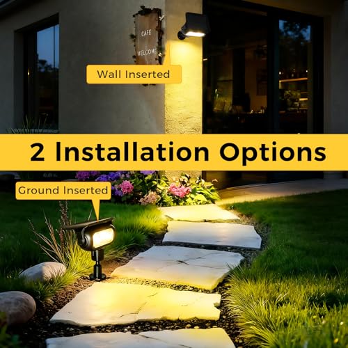 MEEKBOS Luces Solares LED Exterior para Jardín con Estaca, 3000K Luz Cálida, Sensor Crepuscular, IP65 Impermeables, Lámparas Solar para Camino, Patio, Césped y Paisajismo, Pack de 6