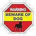 Beware of Dog Sign, Warning Window Stickers (1 Pack) - 5 Inches Round - Dogs, Pitbull Inside Window Clings - No Residue - Reusable - Easy to Remove Vinyl Decals