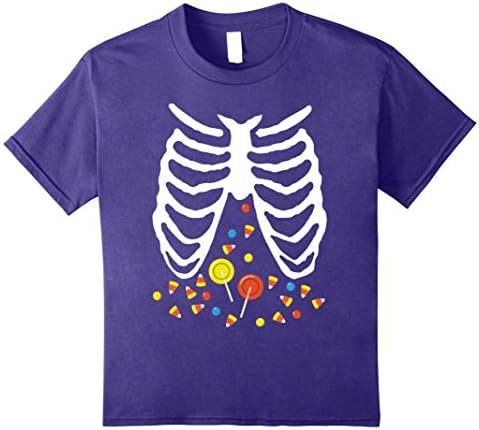 Kids Skeleton Candy Funny Halloween T-shirt for Kids &amp; Adults 8 Purple