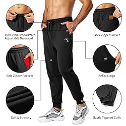 Hugut Men's Sweatpants Lightweight with Zipper