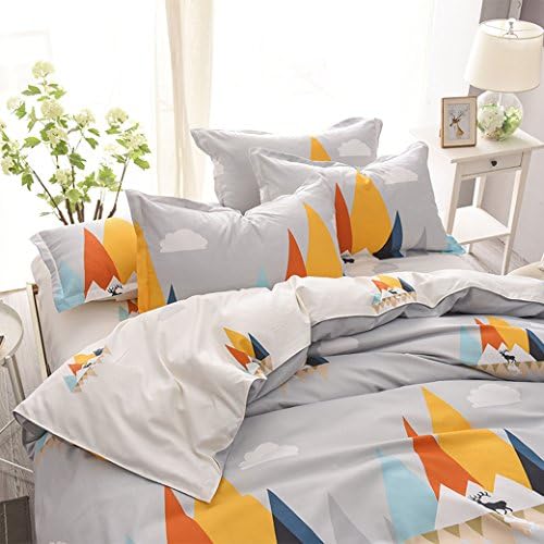4 Pieces Duvet Cover Set Microfiber Colorful and Vivid Printed Pattern Design with Hidden Zipper (79''x 59''(200x150), mountain)