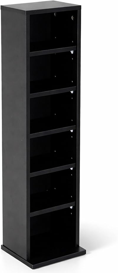 Oypla 6 Tier Black Wooden CD DVD Game Shelf Storage Tower 102 Capacity
