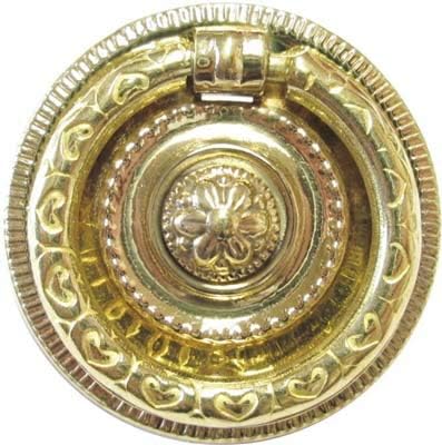 Hepplewhite Brass Finish Ring Flower Drawer Knob Pull Handle