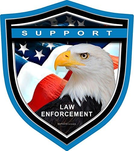 1099 ProSticker (One) 4" Patriot Series "Support Law Enforcement" Eagle Shield Thin Blue Line Decal Sticker