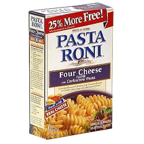 Pasta roni four Cheese corkscrew pasta 6 ounce paper Box (015300440166)