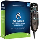 Nuance 369039 Dragon Medical Practice Edition 2, with PowerMic III Speech Recognition Hand Microphone with Cradle and 9 Foot Cord No Maintenance - 1 License Retail Box
