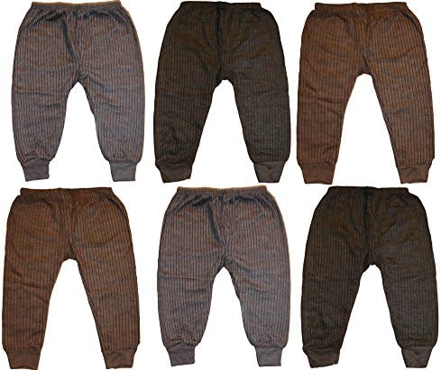 Kids Baby Boys and Girls Woollen Winter Body Warmer Striped Thermal Pyjama Bottom Pack of 6