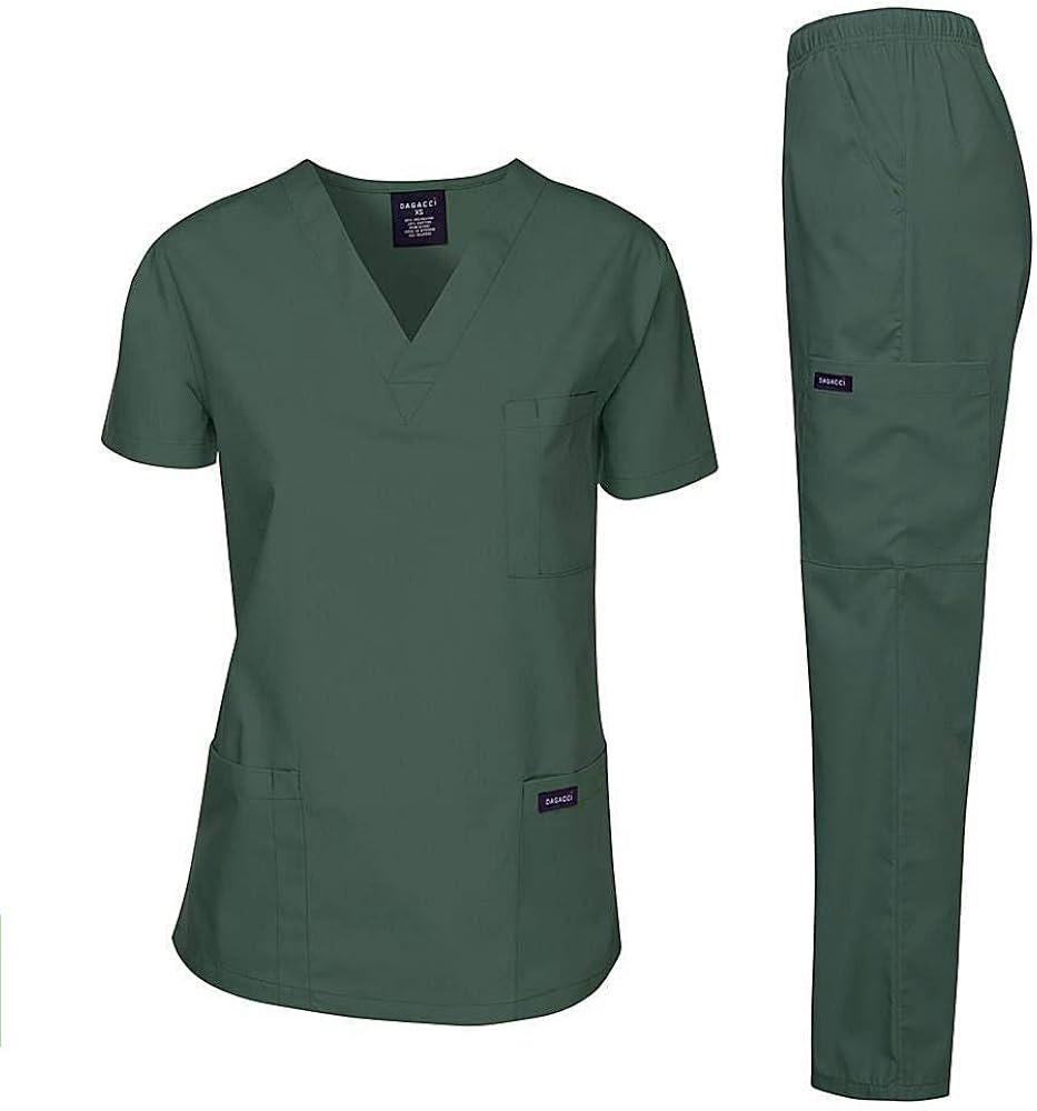Dagacci Scrubs Medical Uniform Women and Man Scrubs Set Medical Scrubs Top and Pants: Medical Scrubs Apparel Sets: Clothing