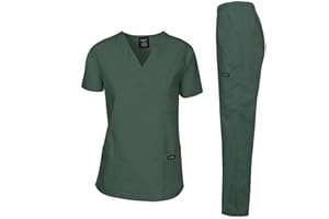 Dagacci Medical Uniform Woman and Man Scrub Set Unisex Medical Scrub Top and Pant, HGREEN, S