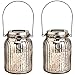 GIGALUMI Solar Powered Mercury Glass Mason Jar Lights, 2 Pack Hanging Solar Laterns Table Lights for Garden, Patio, Backyard.(Ideal Gift)