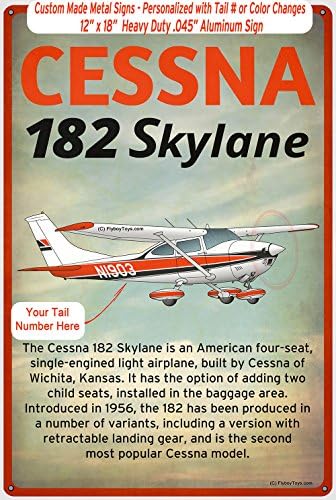 Cessna 182 Skylane (Orange/Black) Custom HD Airplane Sign