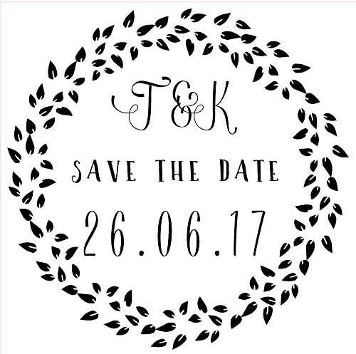 Personalised Laser Rubber Stamp - Save the Date: Scattered Leaves