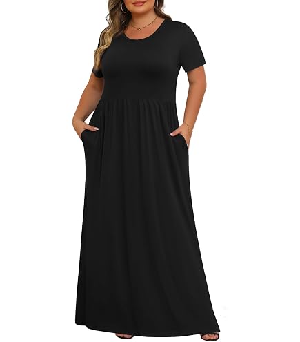 Women's Casual Loose Split Wrinkle-Free Maxi Dress Summer Crew Neck Long  Maxi Beach Dress with Pockets (Dark Gray,XL) : Amazon.ca: Clothing, Shoes &  Accessories